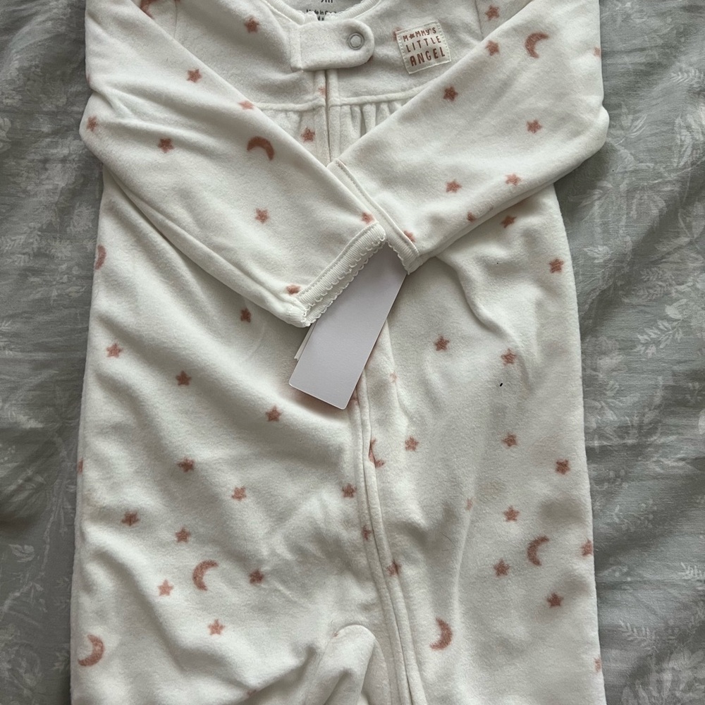 Carter's White and Pink Starry Footie